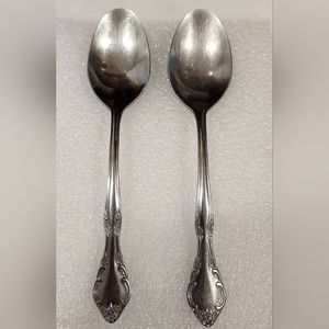 2 ESTIA STAINLESS KOREA 7.25" SOUP SPOONS CASCADE PATTERN